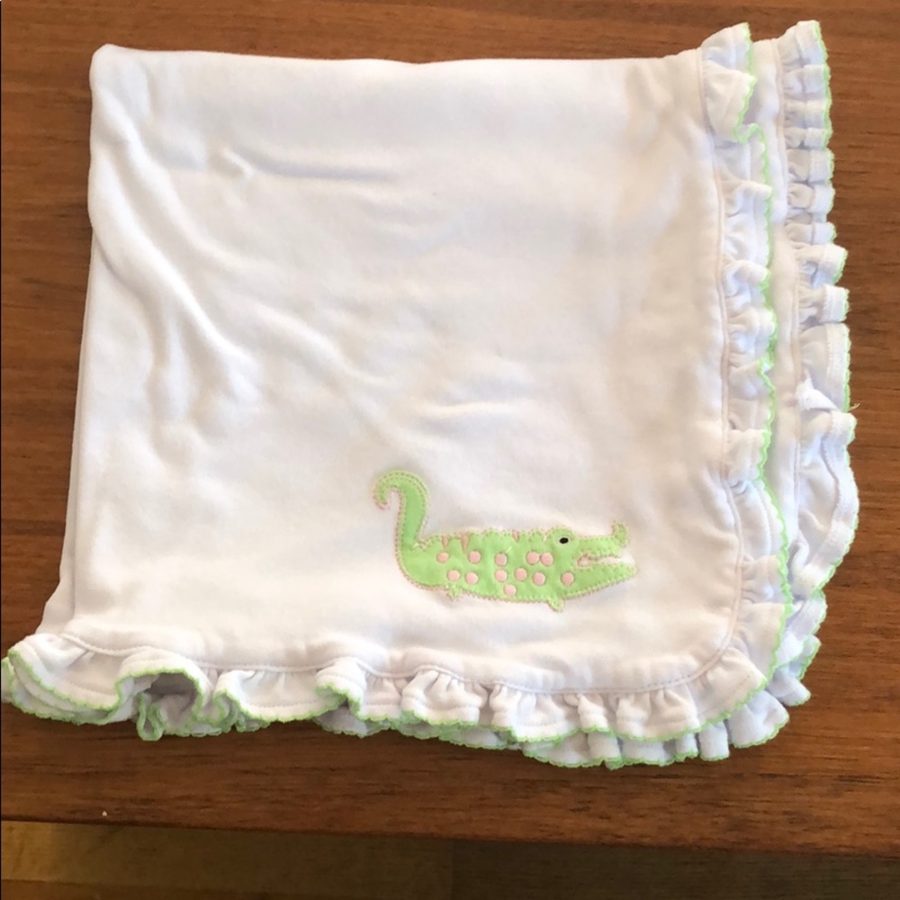 Main Street collection alligator ruffle blanket.